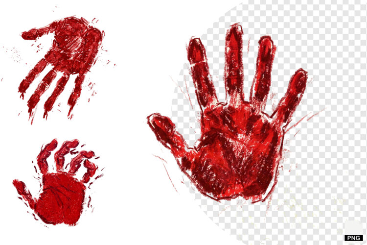 Halloween Red Handprints & Splatters PNG example image 1