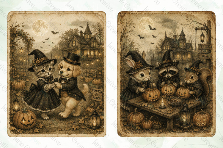 Vintage Halloween Card PNG Clipart