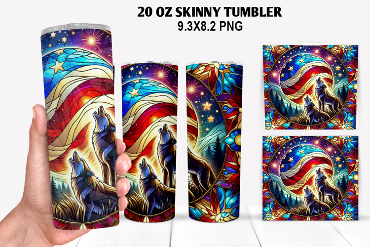 Boxer Skinny Tumbler 20oz Wrap Design,4th of july Tumble PNG example image 1