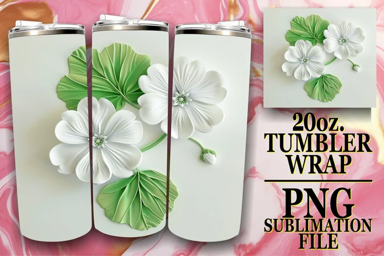 White Petal Beauty: Sublimation 20oz Tumbler