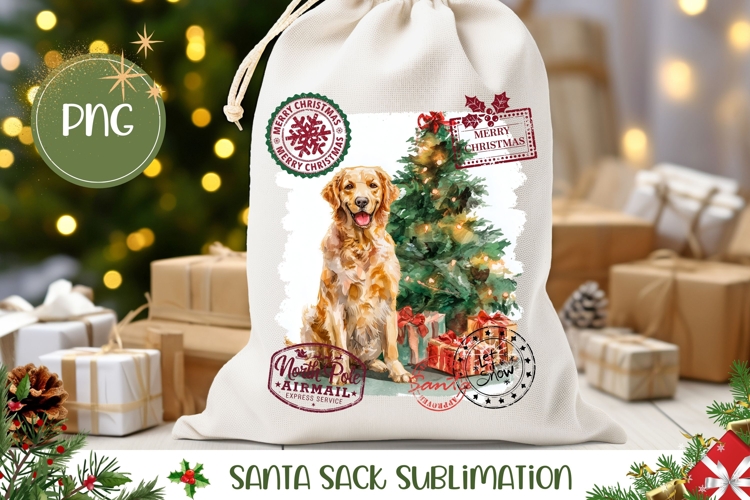 Christmas Tree Santa Sack, Christmas Gift Bag Sublimation