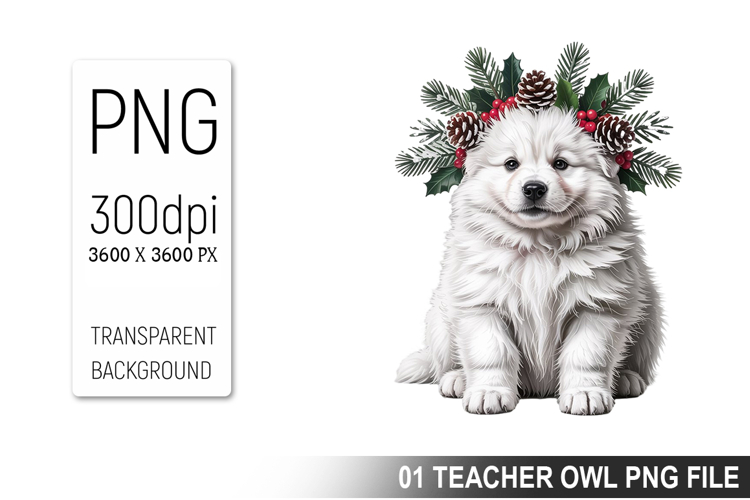 Cute Floral Dog, Animal Sublimation Clipart PNG