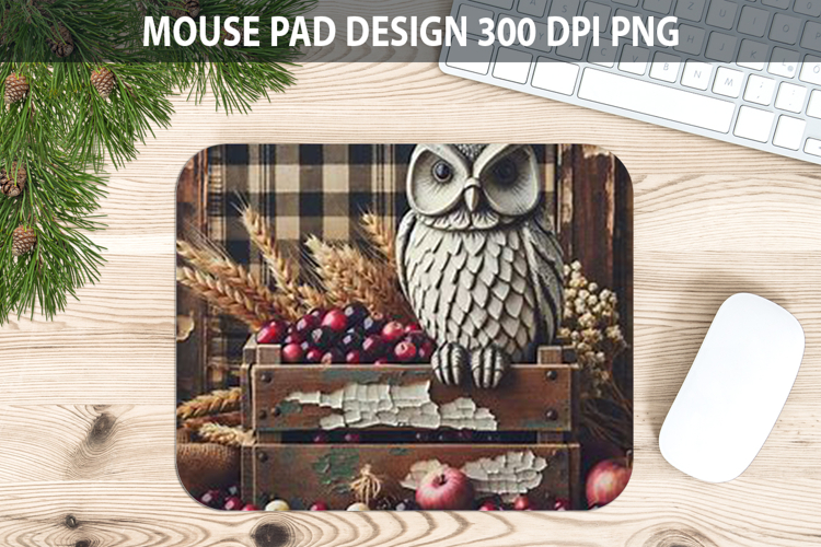 Owl Mouse pad Sublimation - Thanksgiving PNG Design