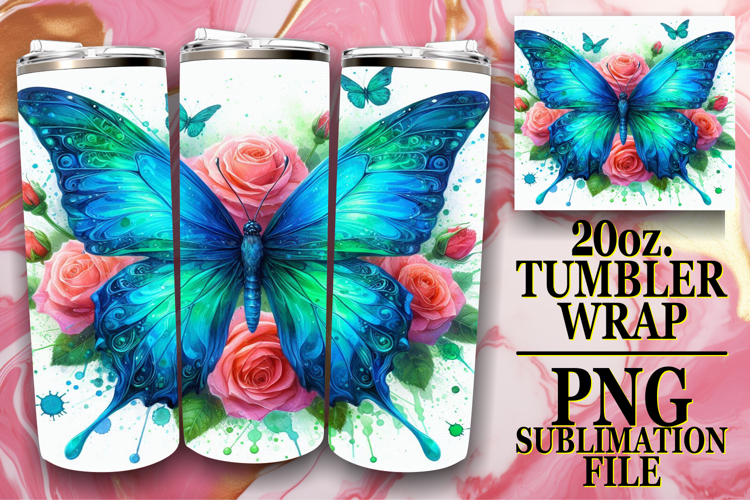 Blissful whispers 20oz tumbler wrap, Butterfly