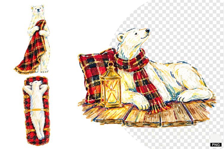 Christmas Polar Bear PNG example image 1