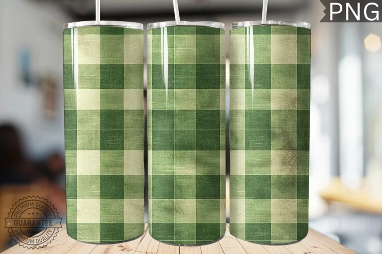 Green Plaid Tumbler Wrap - High Quality 300 Dpi