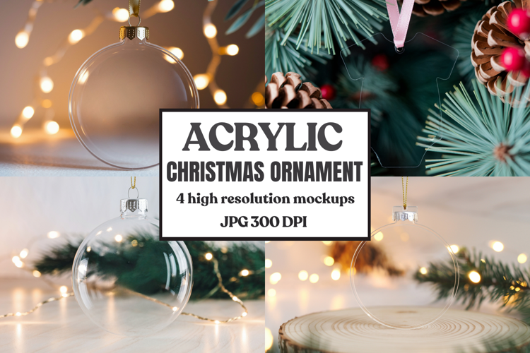Christmas Acrylic Ornament Mockups | Round Clear Acrylic Orn