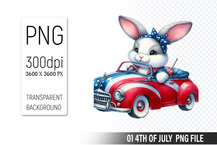 4th Of July Bunny Sublimation Clipart PNG Design