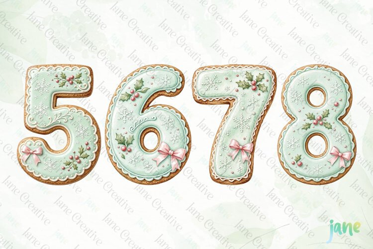 Christmas Cookie Number Clipart example image 1