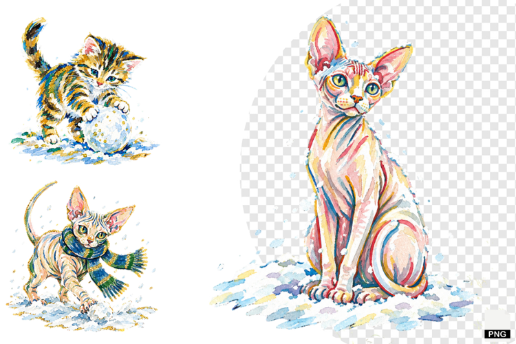 Winter Cats Clipart