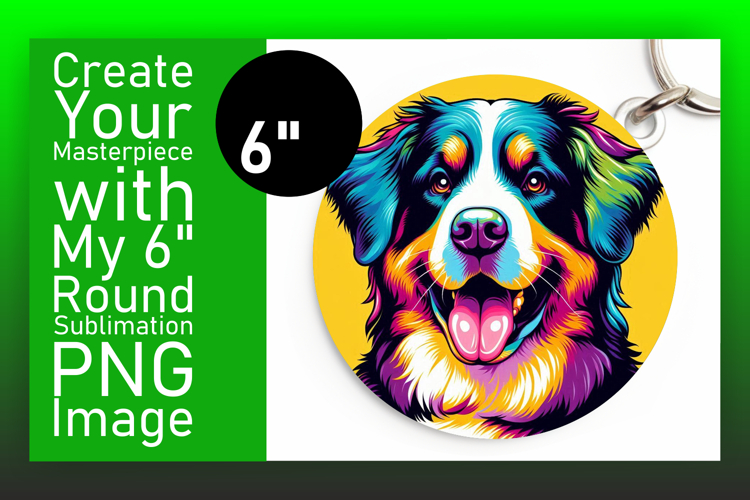 Artistic Circle PNG Coaster Design , Dog