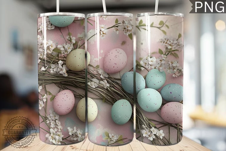 Spring Easter Tumbler Wrap - High Quality 300 Dpi