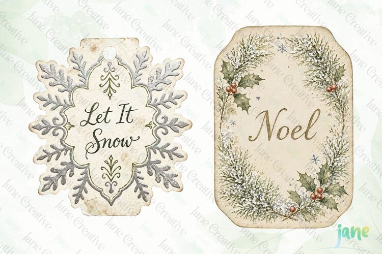 Vintage Winter Tags Clipart example image 1
