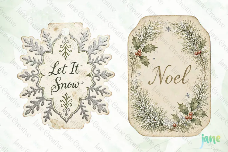 Vintage Winter Tags Clipart