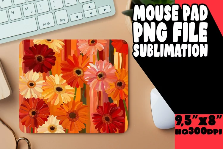 Sleek Stripe & Petal Mouse Mat - Minimalist Desk Accessory