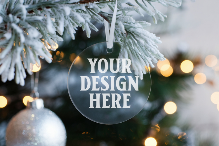 Acrylic Christmas Ornament Mockups | Clear Holiday Ornament