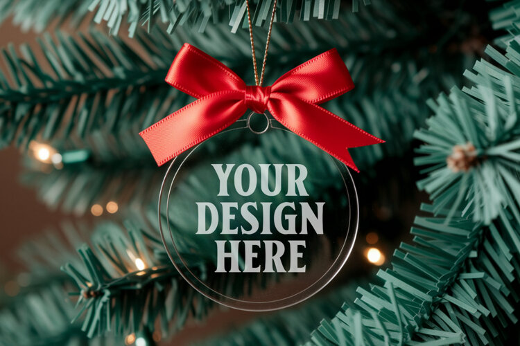 Acrylic Christmas Ornament Mockup , christmas ornament mocku example image 1