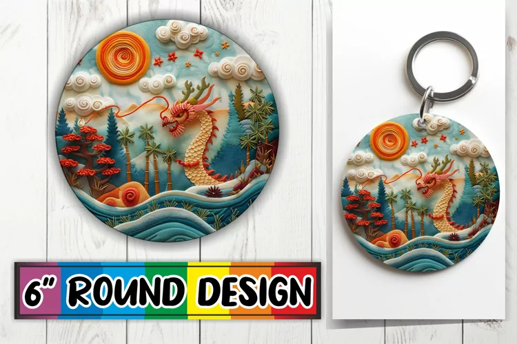 Springtime 3D Beauty Circle Kaychain Sublimation Design