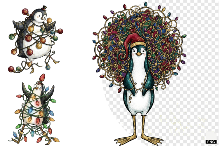 Whimsical Christmas Penguin PNG