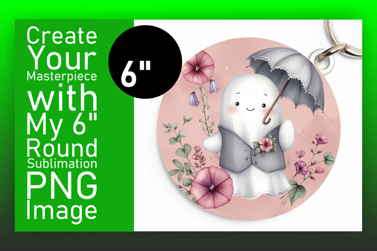 Whimsical Circle Design Car Coaster , Cute Ghost