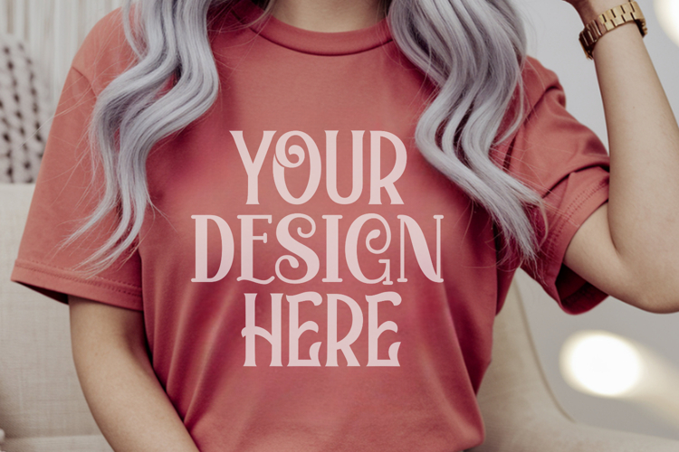 Red Comfort Colors 1717 Christmas Mockup, CC 1717
