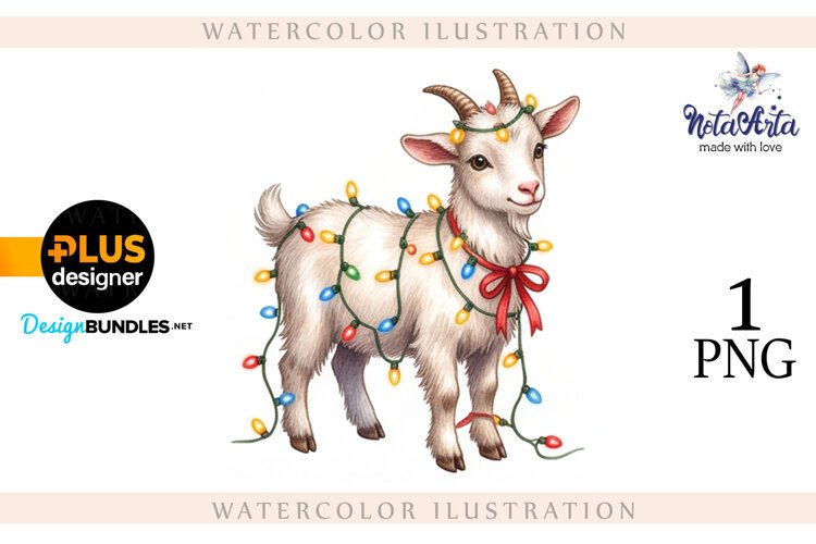 Christmas Goat in Watercolor Style example image 1