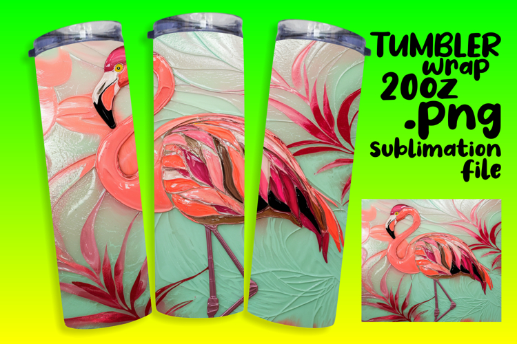 RICH 20oz Tumbler Template for DIY Projects , Flamingo example image 1