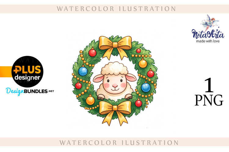 Christmas Sheep in Watercolor Style example image 1