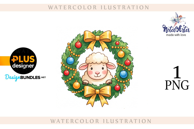 Christmas Sheep in Watercolor Style