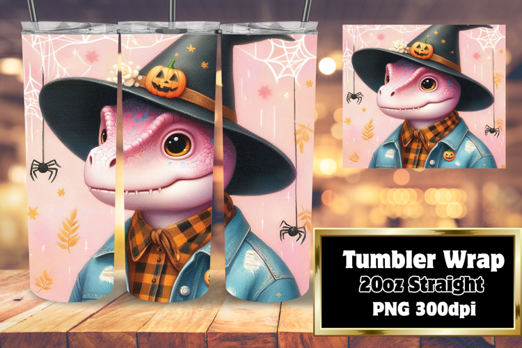 20oz Tumbler Template for Unique Gifts , Halloween Dino