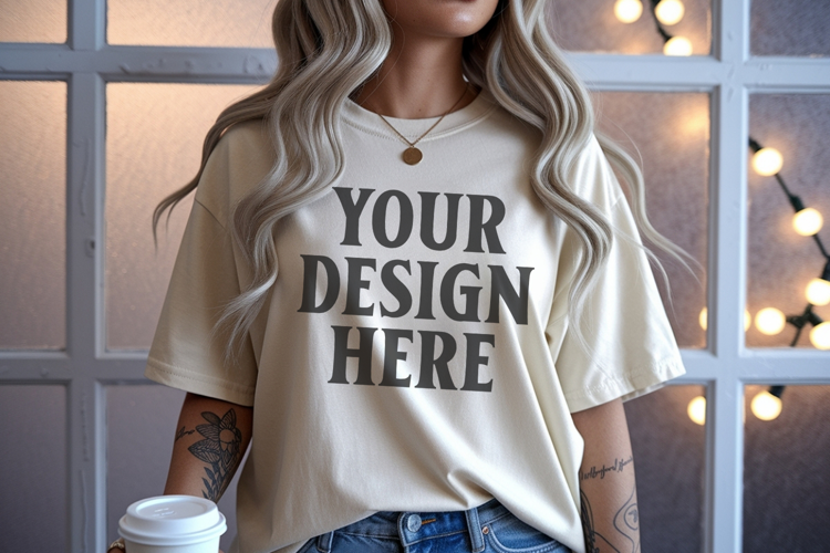 Christmas Comfort Colors 1717 Ivory TShirt Mockup, CC 1717