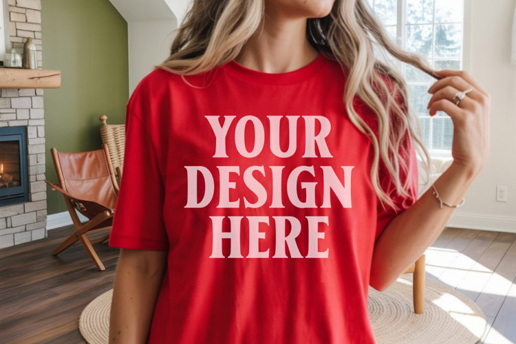 Comfort Colors 1717 Red T-Shirt Mockup