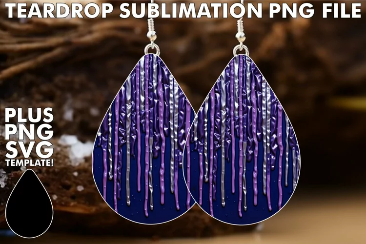 Teardrop Earrings with 3D Color Splashes