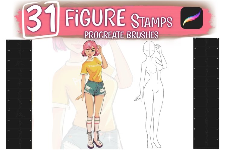 Figure Stamps Procreate Brushes, Figures Stamps Brushes