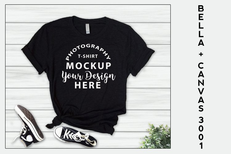 Bella Canvas 3001 T-shirt mock-up, color Black Heather