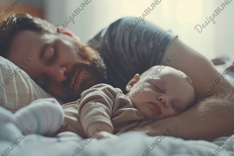 Dad and Son Sleeping Background Wallpaper