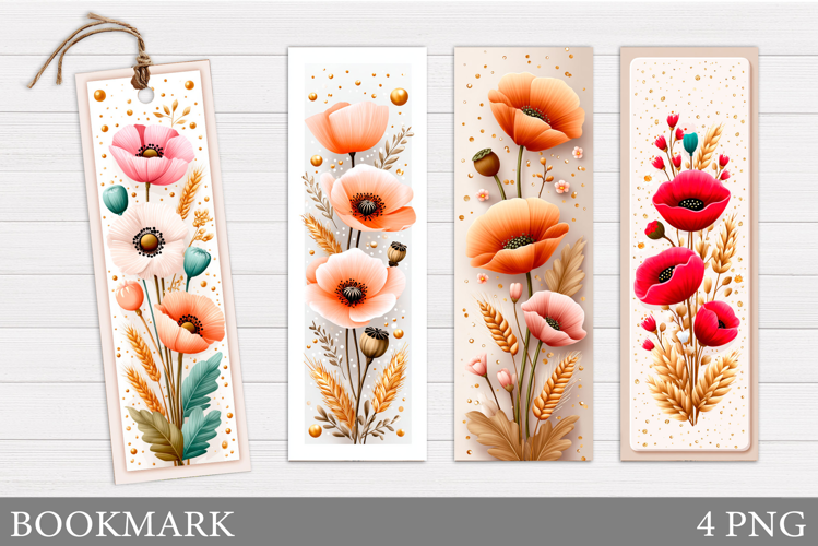 Floral Bookmark Design. Flowers Bookmark Sublimation