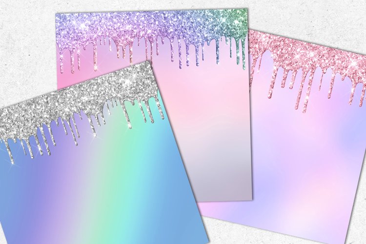 Rainbow Ombre Glitter Drips Digital Paper