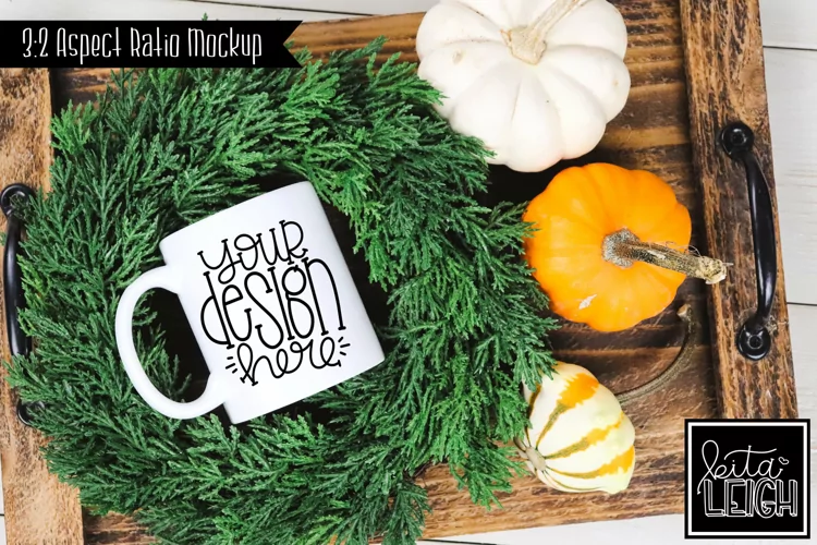 Fall 11 oz Mug with Pumpkins Mockup | Stylized Photo