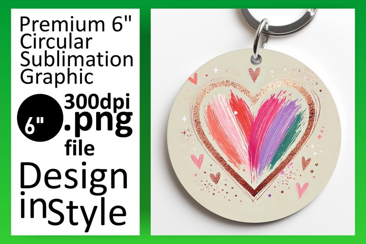 Bright Round Design Sublimation Template , Heart