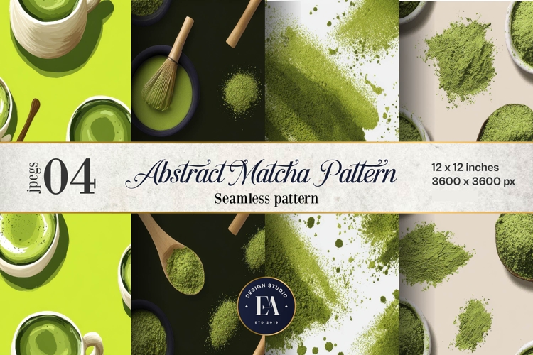 Matcha Green Tea Pattern, Matcha Aesthetic Digital Paper