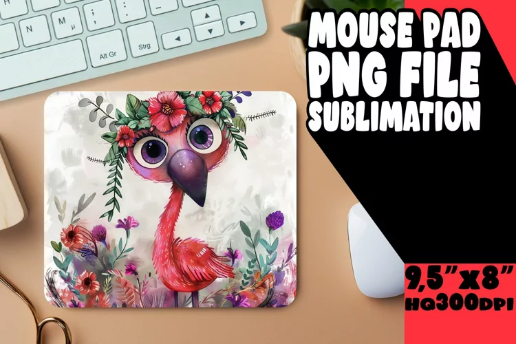 Spring Mouse Pad Flamingo Design Sublimation