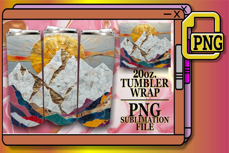Luxe Mosaic: Gilded Sublimation Tumbler Wrap 20oz