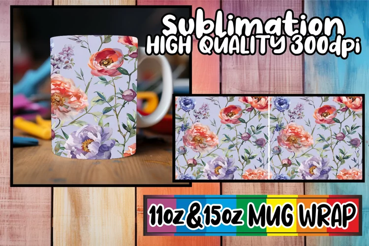 Spring Abstract Floral Bouquet Mug Wrap 11oz 15oz