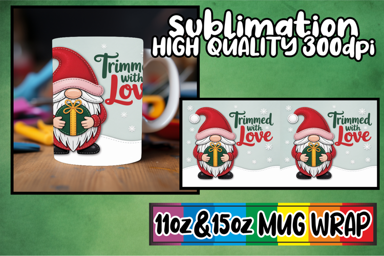 Bright outlooks 11oz 15oz sublimation wrap, Holiday Gnome