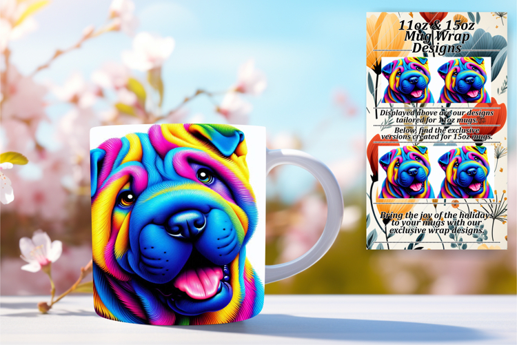 Customized 15oz Mug Wrap Png Design , Dog