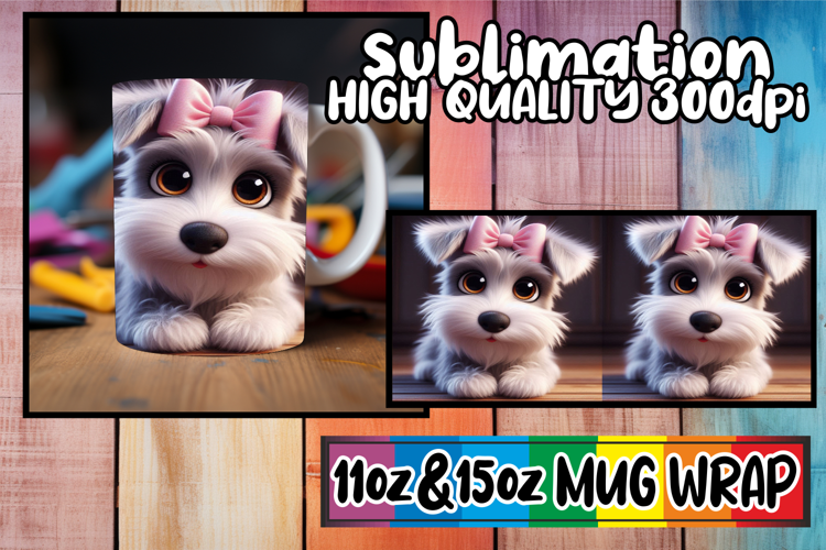 Joyful vibes sublimation mug wrap, 3D Dog
