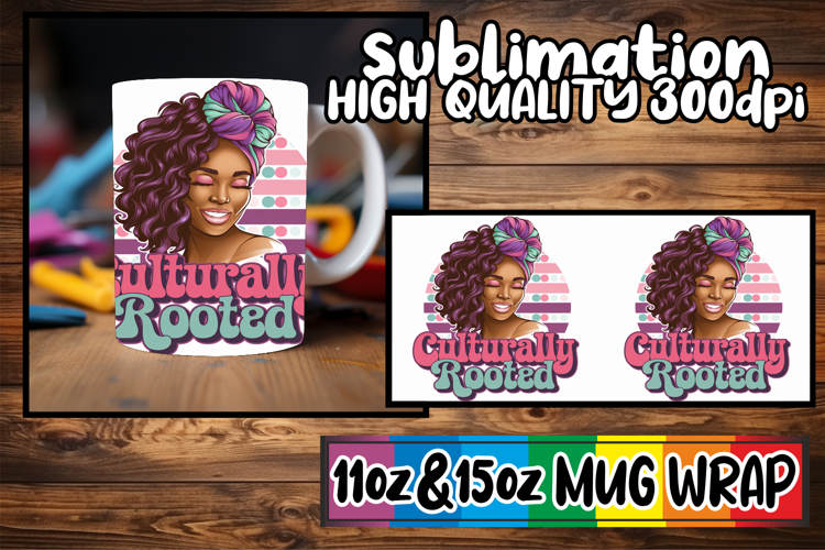 Bright smiles 11oz 15oz sublimation wrap, Black Woman