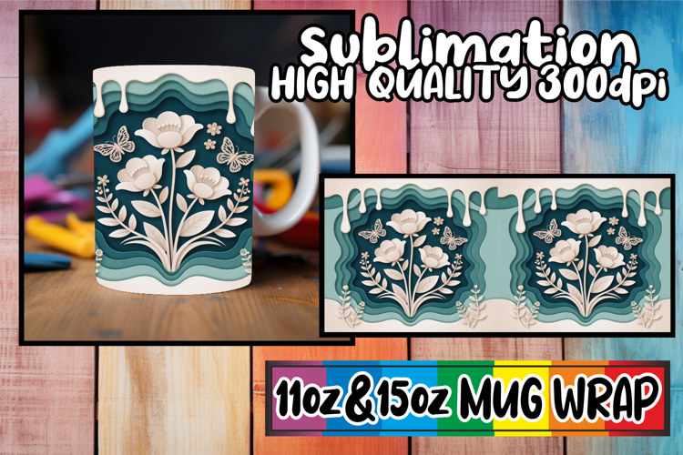 Unique adventures 11oz 15oz sublimation wrap, 3D Flowers