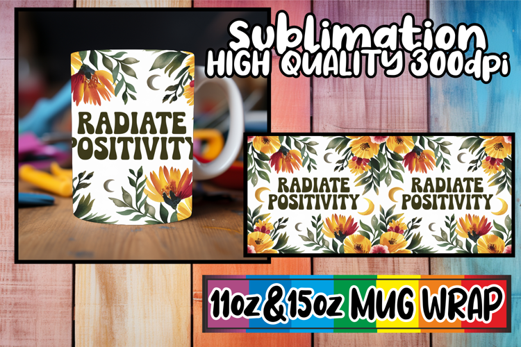 Gentle vibes sublimation print wrap, Flower Quote